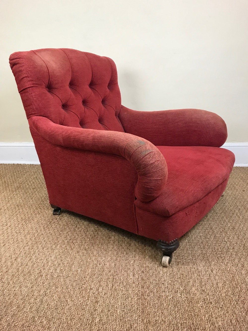 A Victorian Howard type mahogany armchair c 1890