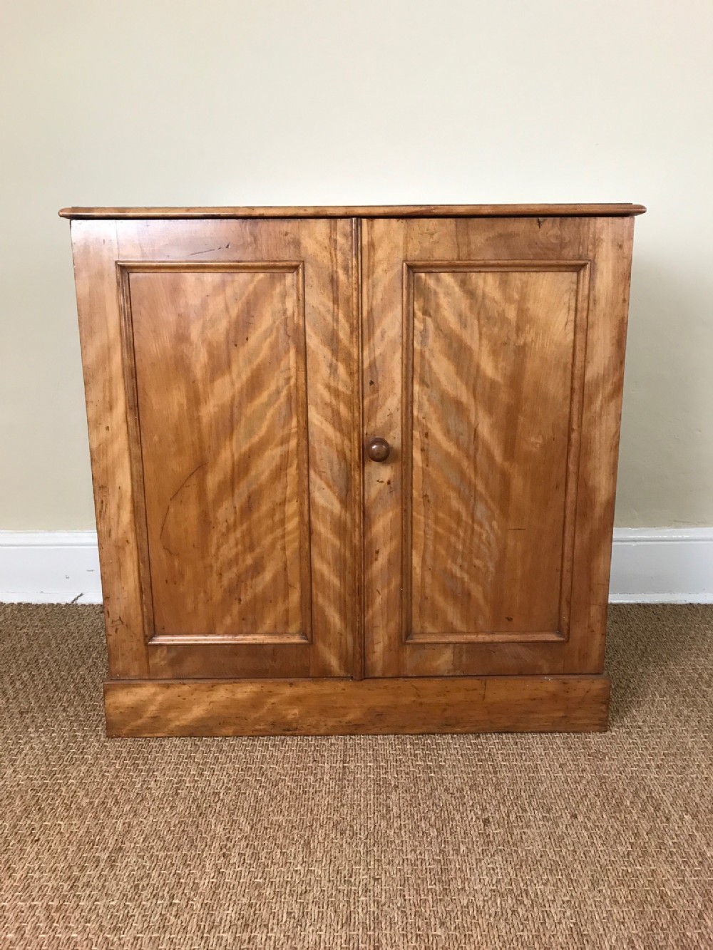 A small Victorian satin birch side cabinet circa 1870