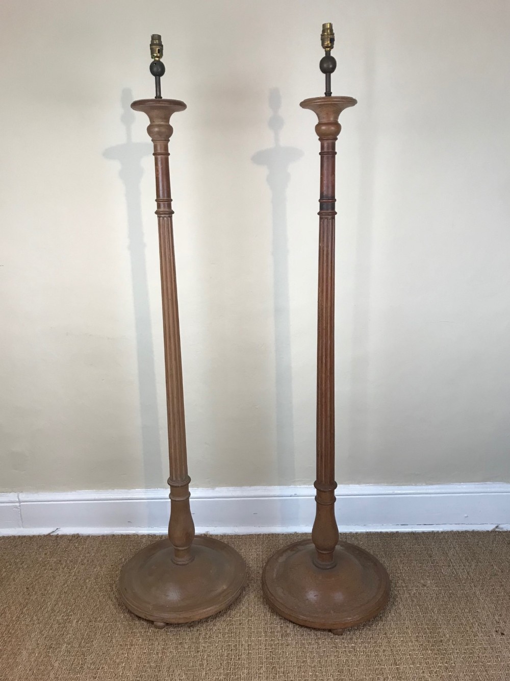 A Pair Of Large Edwardian Dry Pine Standard Lamps C 1910 In The Style ...