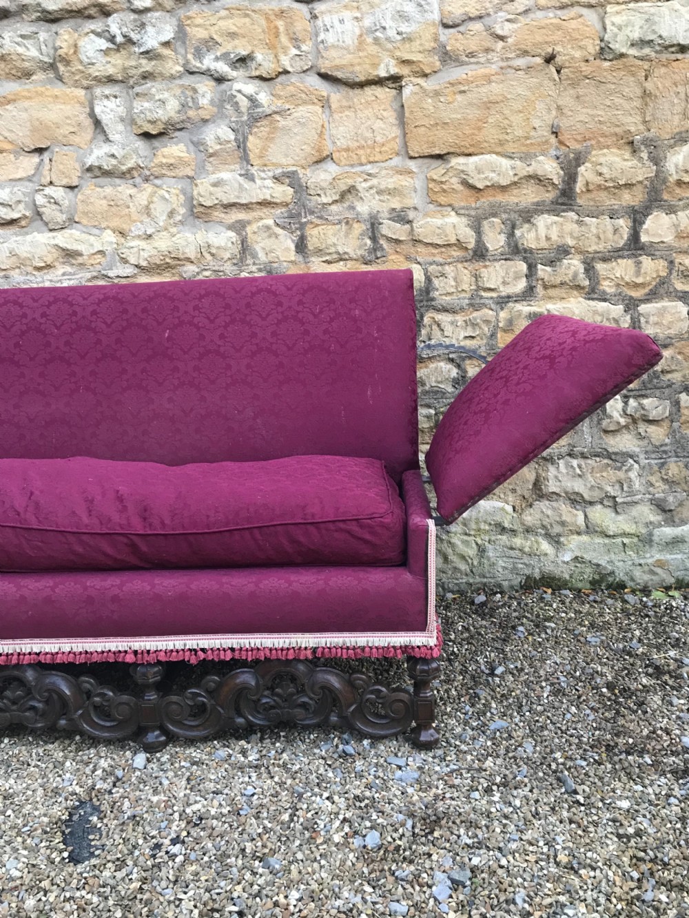 A large late Victorian oak knole sofa circa 1900  View II