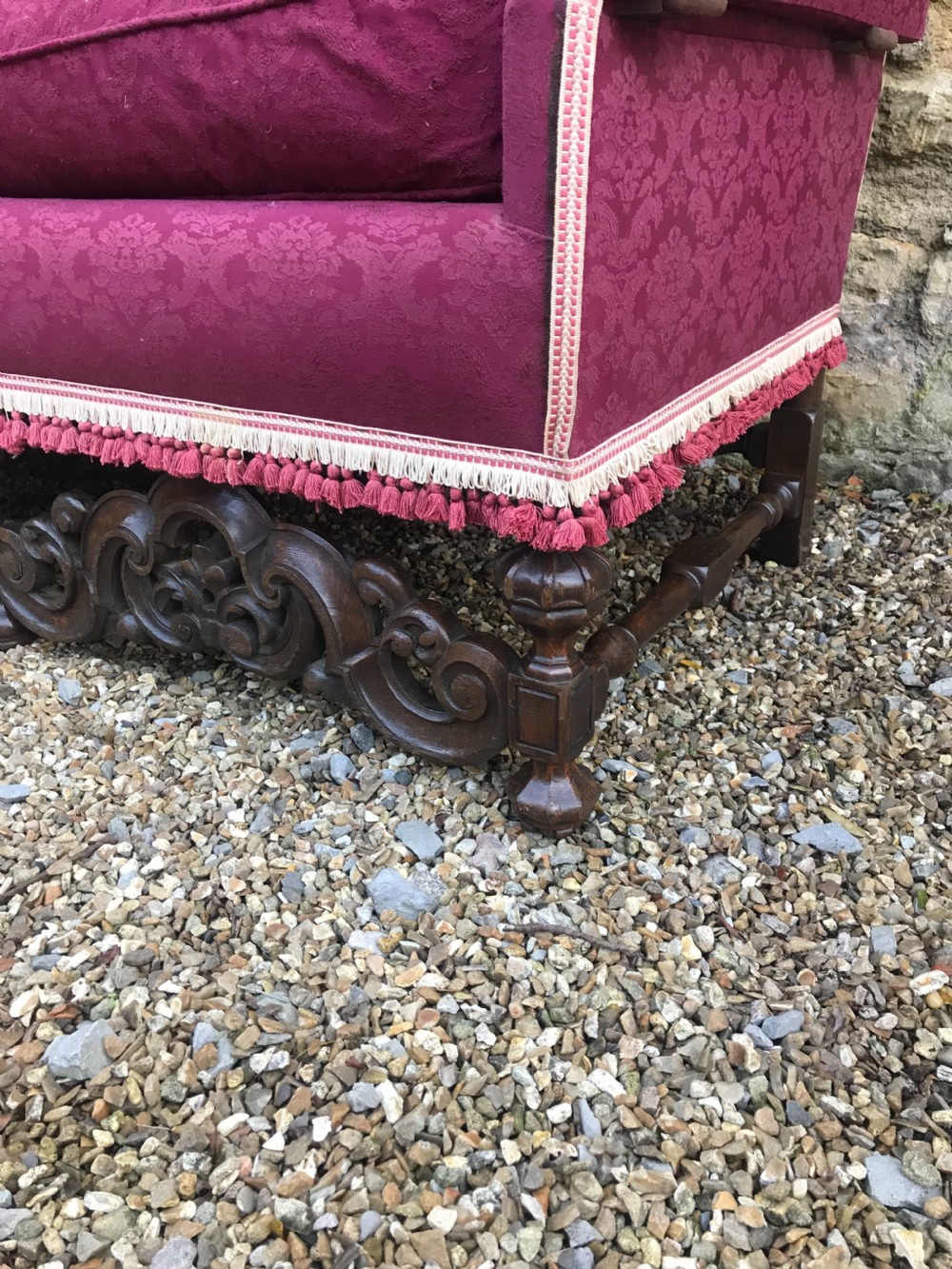 A large late Victorian oak knole sofa circa 1900  View III