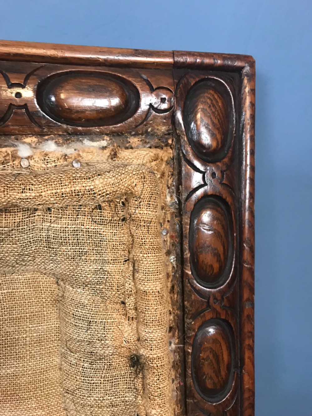A Mid Victorian oak bobbin turned Sofa circa 1870 . View V