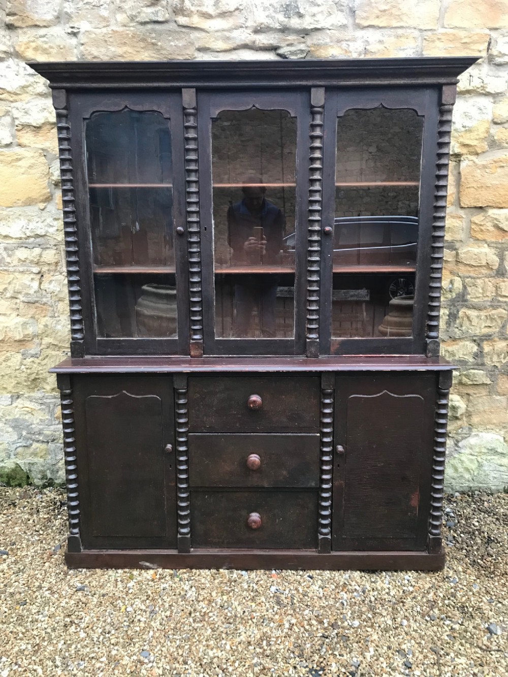 A 19th c North Devon Pine glazed Housekeepers Cupboard c 1870