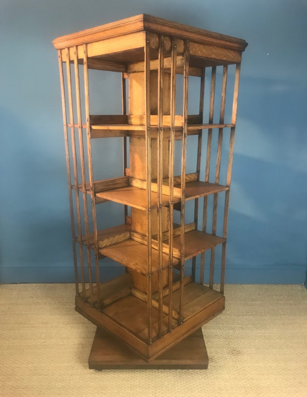 A really large Edwardian oak 5 tier revolving bookcase circa 1905