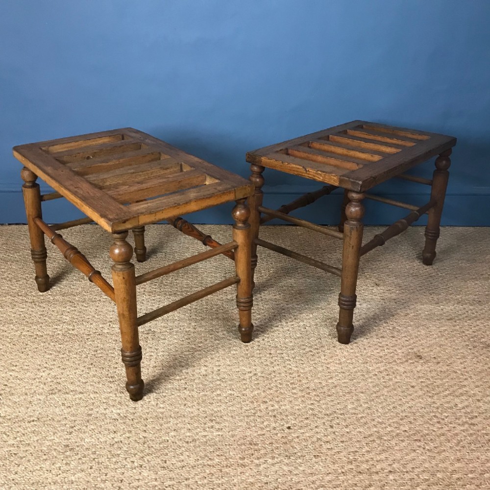 A pair of Aesthetic Movement ash luggage racks c 1880