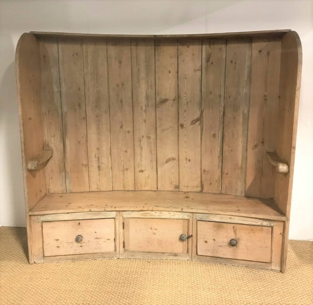 A George 111 Pine Country House  settle c 1800