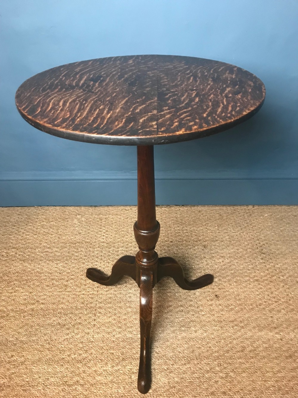 A George 111 oak elm and fruitwood tripod table circa 1800 in lovely original condition.