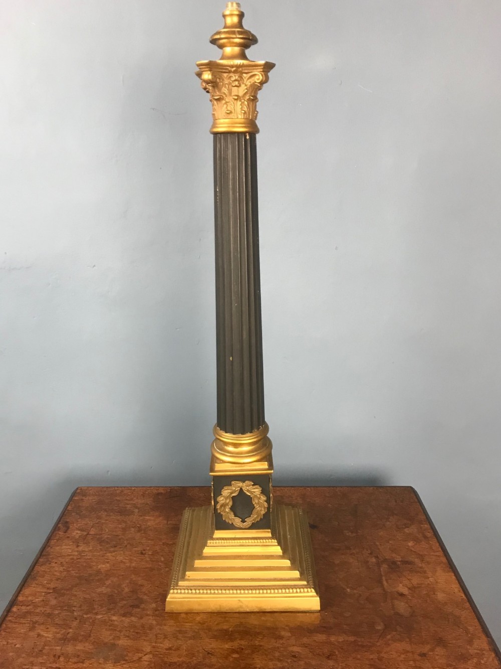 A Large mid 19th century Corinthian column lamp circa 1860.