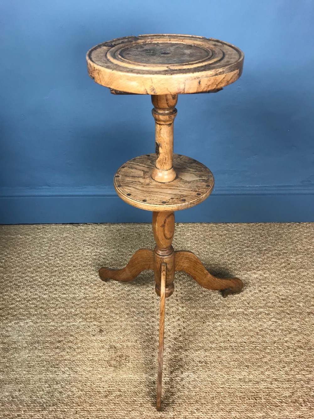An unusual vernacular ash 3 tier table mid 19th century .