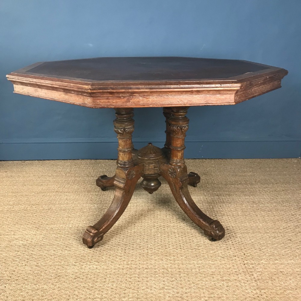 A Victorian Gothic Reform oak library table circa 1870