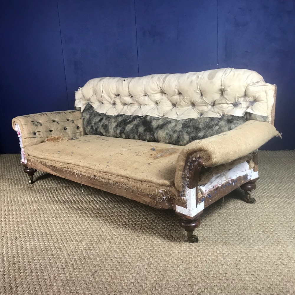 A Victorian walnut country house Sofa circa 1880 for reupholstery