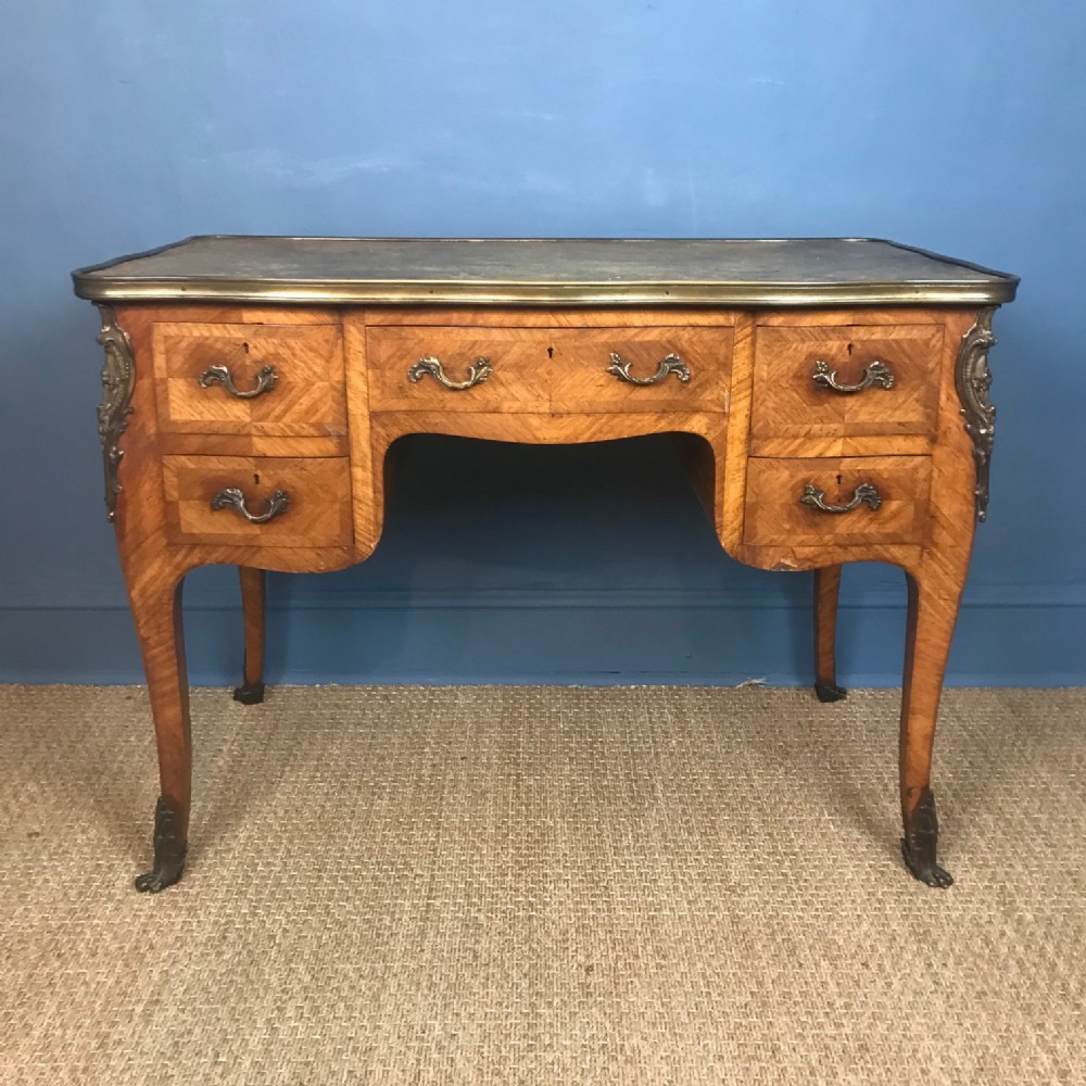 A late 19th c English Kingwood writing desk in the Louis XV French taste