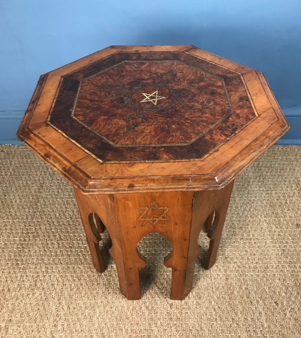 A late 19th c Jerusalem olive wood octagonal table circa 1900
