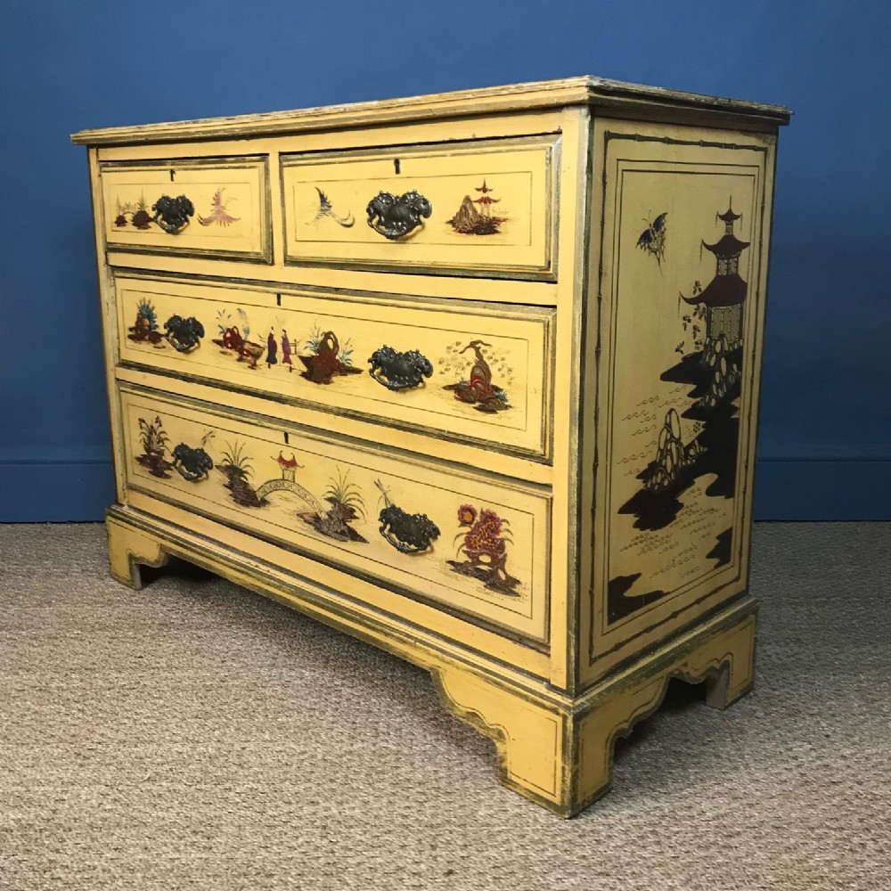 An Edwardian chinoiserie painted Chest of drawers circa  1910