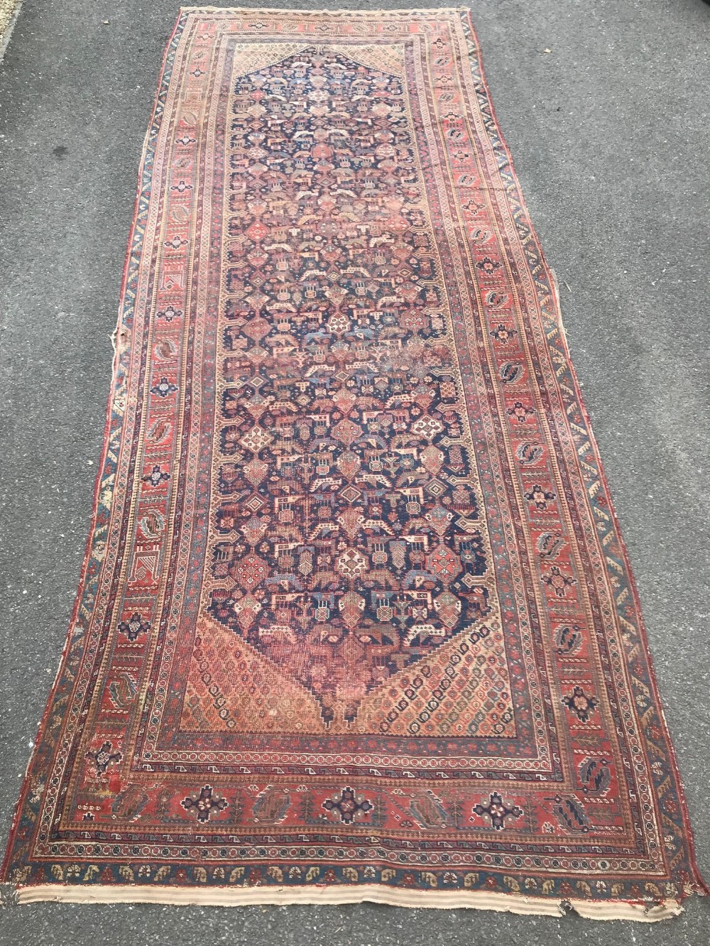 A large Afshar Kelleh corridor carpet . SW Persia circa 1890 .