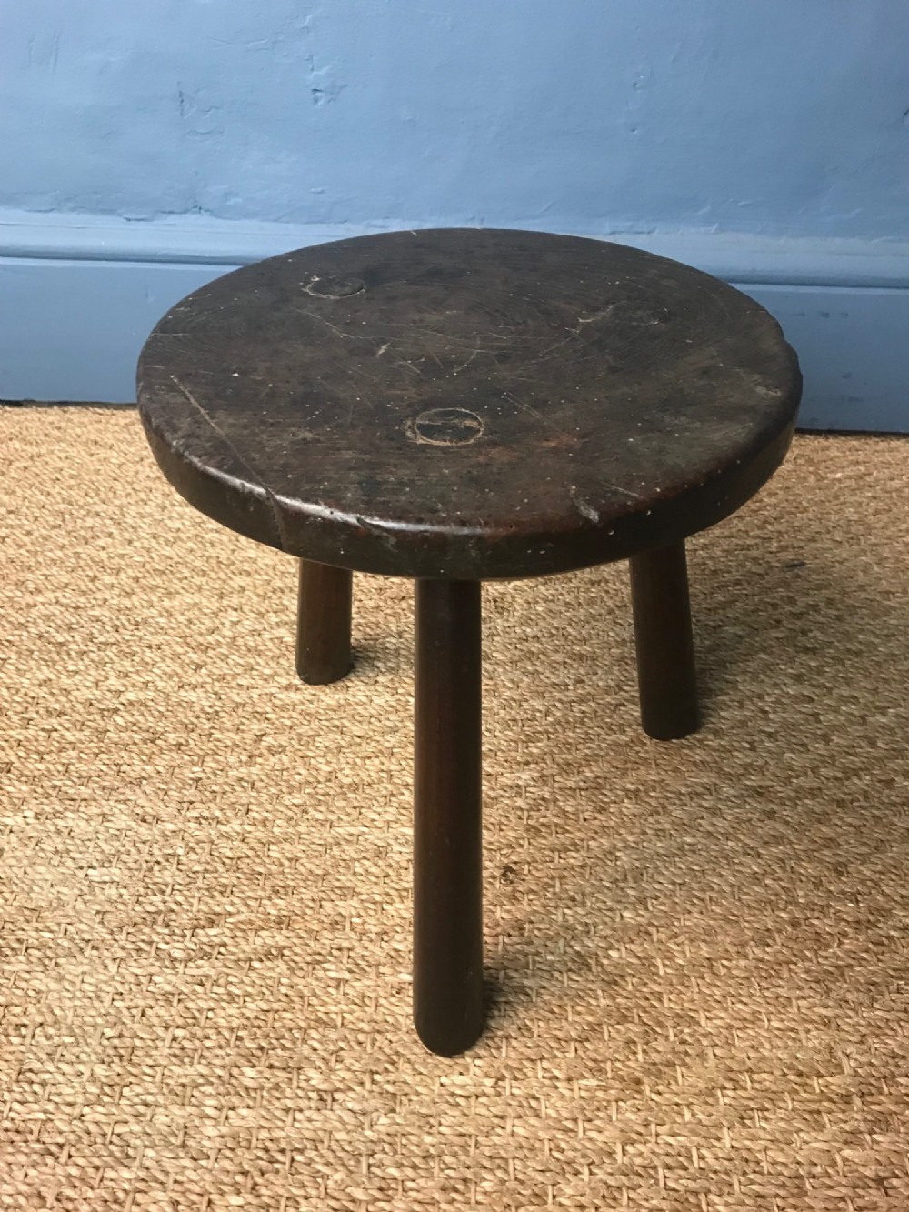 A West Country primitive fruitwood milking stool circa 1860