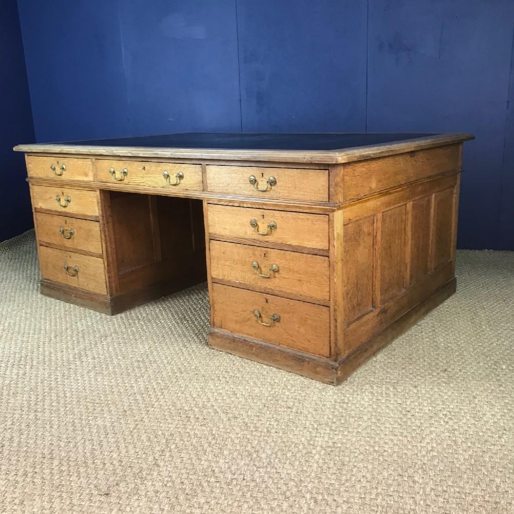 A very large Victorian oak partners desk circa 1890