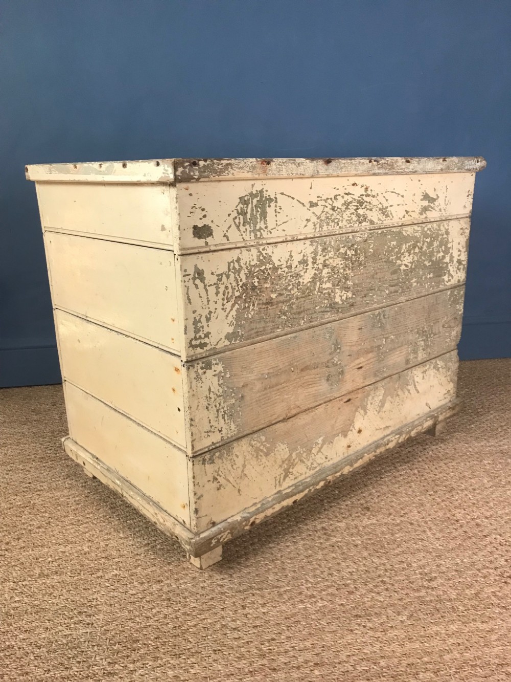 A 19th c Cornish painted log box or trunk circa 1890