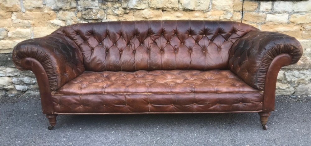 A large Victorian leather Country House Chesterfield circa 1880