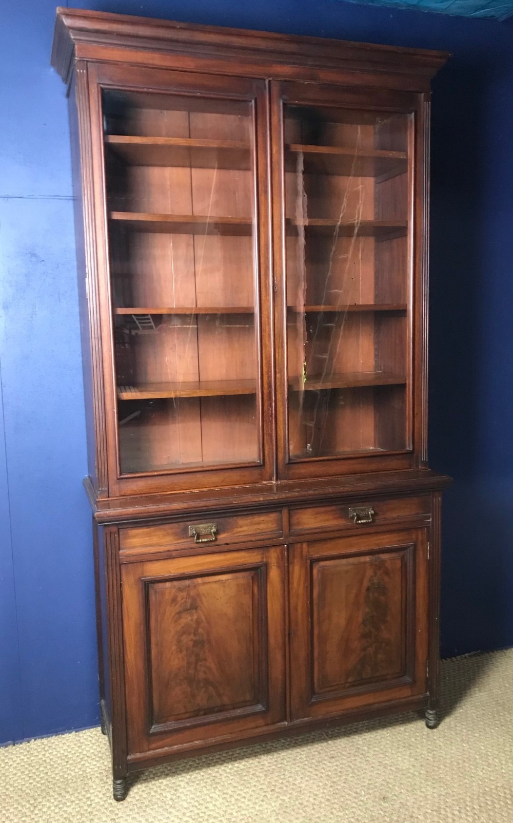 A large late Victorian walnut bookcase circa 1890