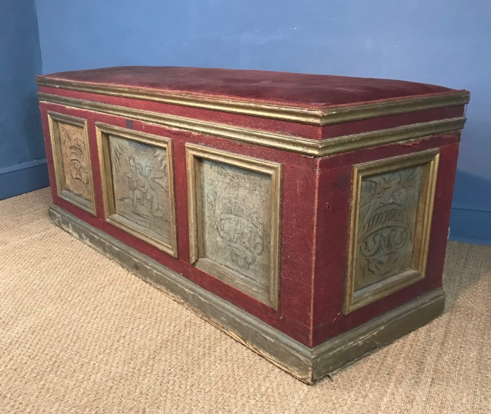A large Edwardian Country House velvet and painted ottoman circa 1910