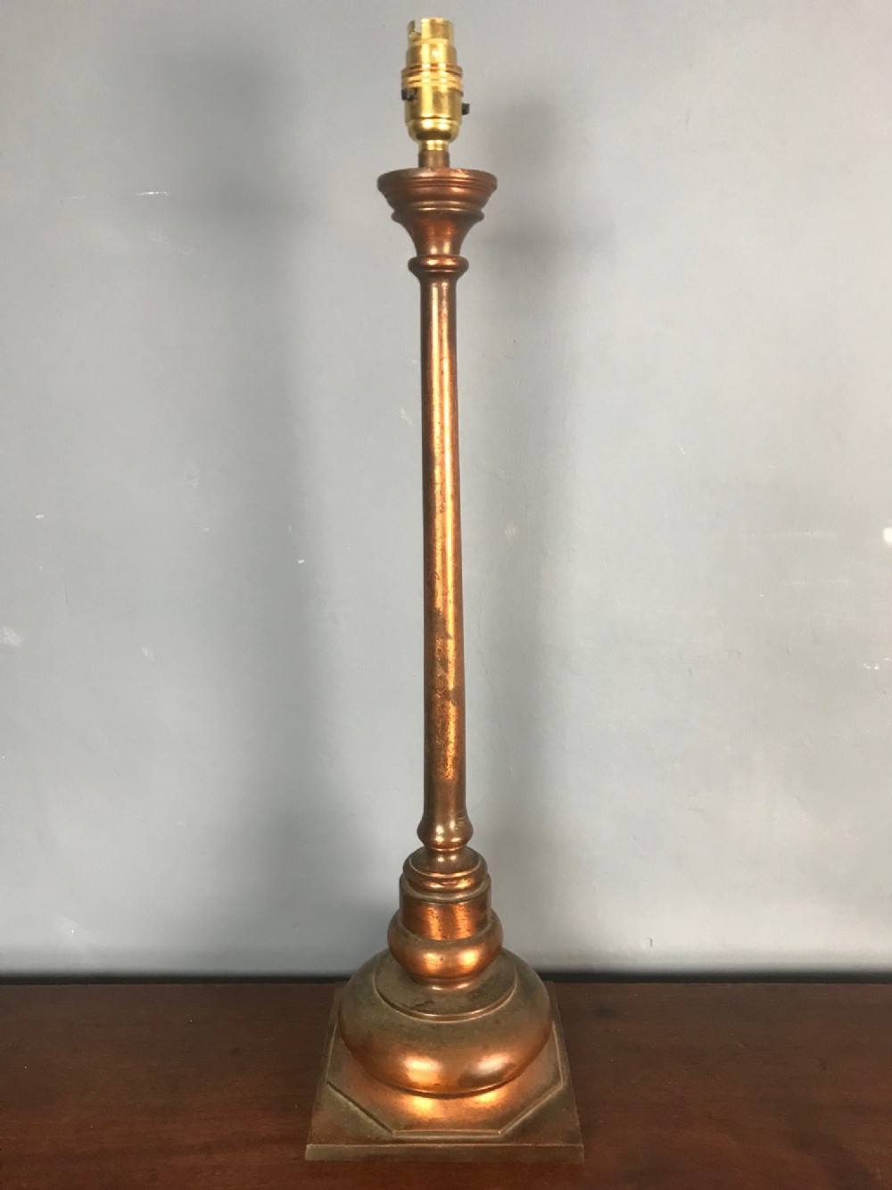A large late Victorian anodised brass table lamp circa 1900