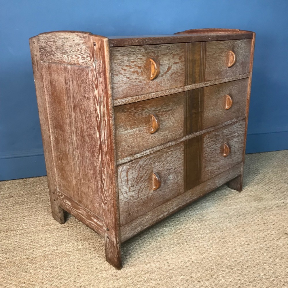A Bath Cabinet Makers limed oak chest of Drawers circa 1930 designed by Charles Richter