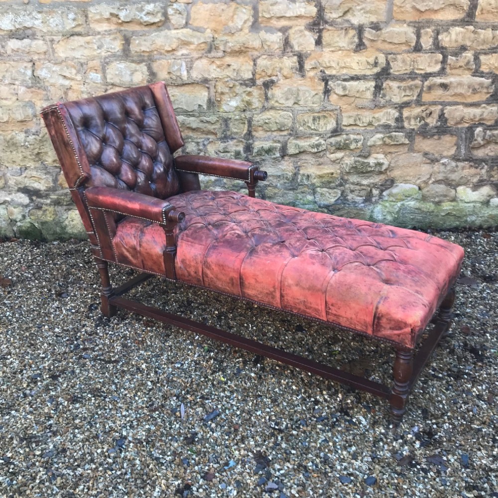 A rare Victorian mahogany and leather reclining day bed circa 1900