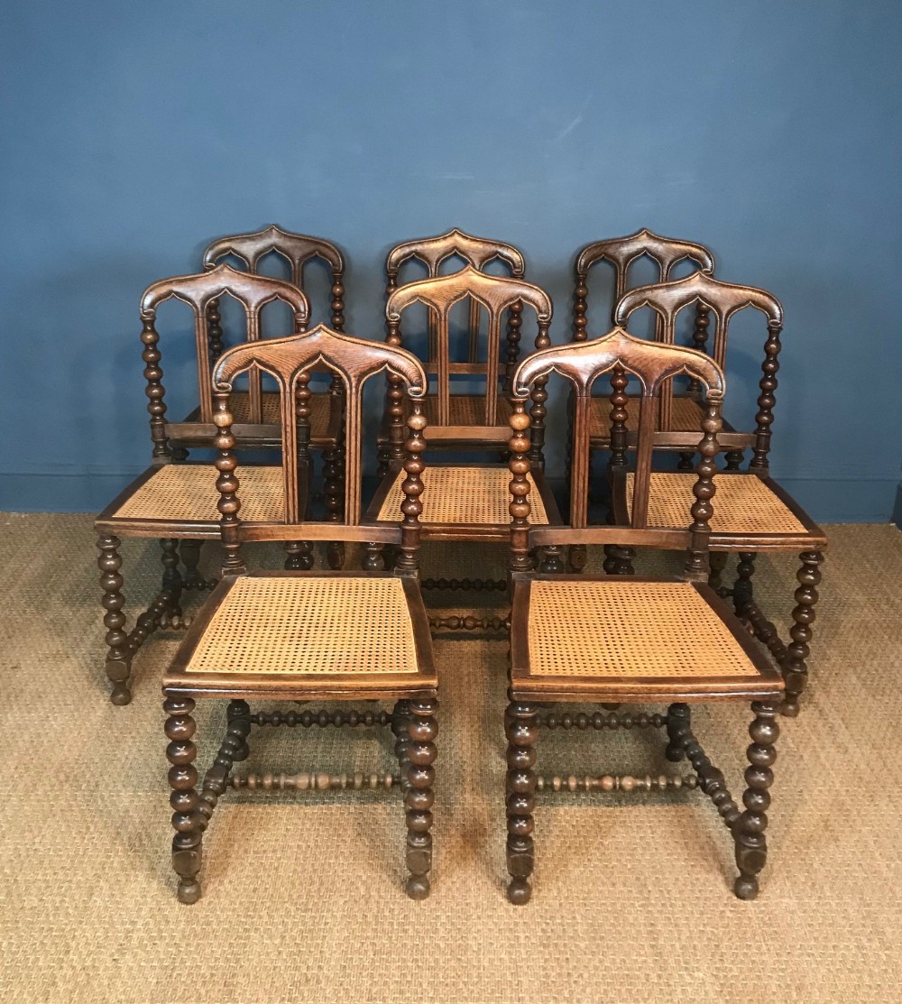 A set of 8 Victorian Gothic dining Chairs circa 1880