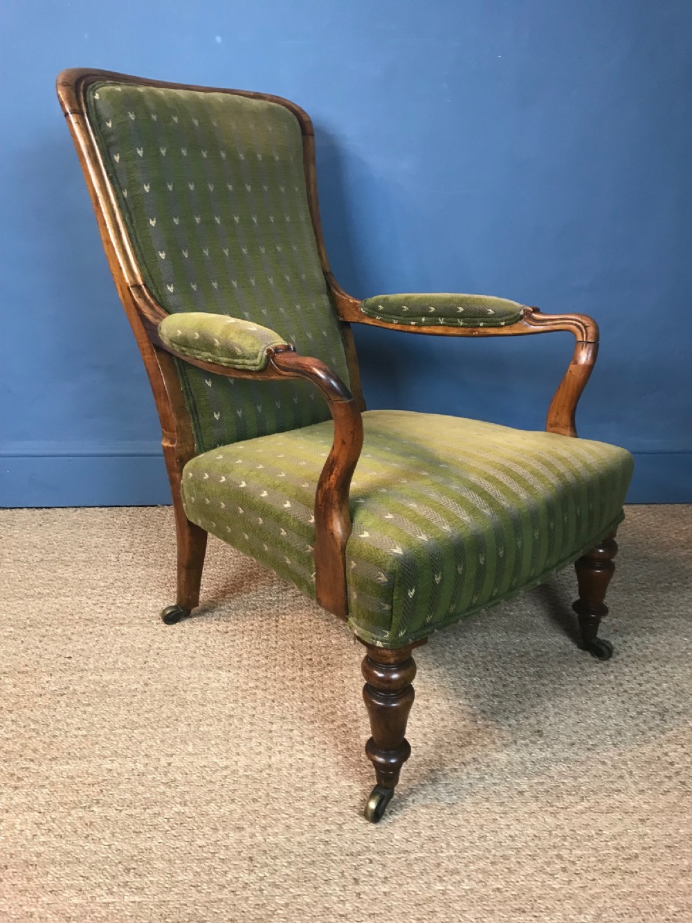 A Victorian walnut armchair circa 1850