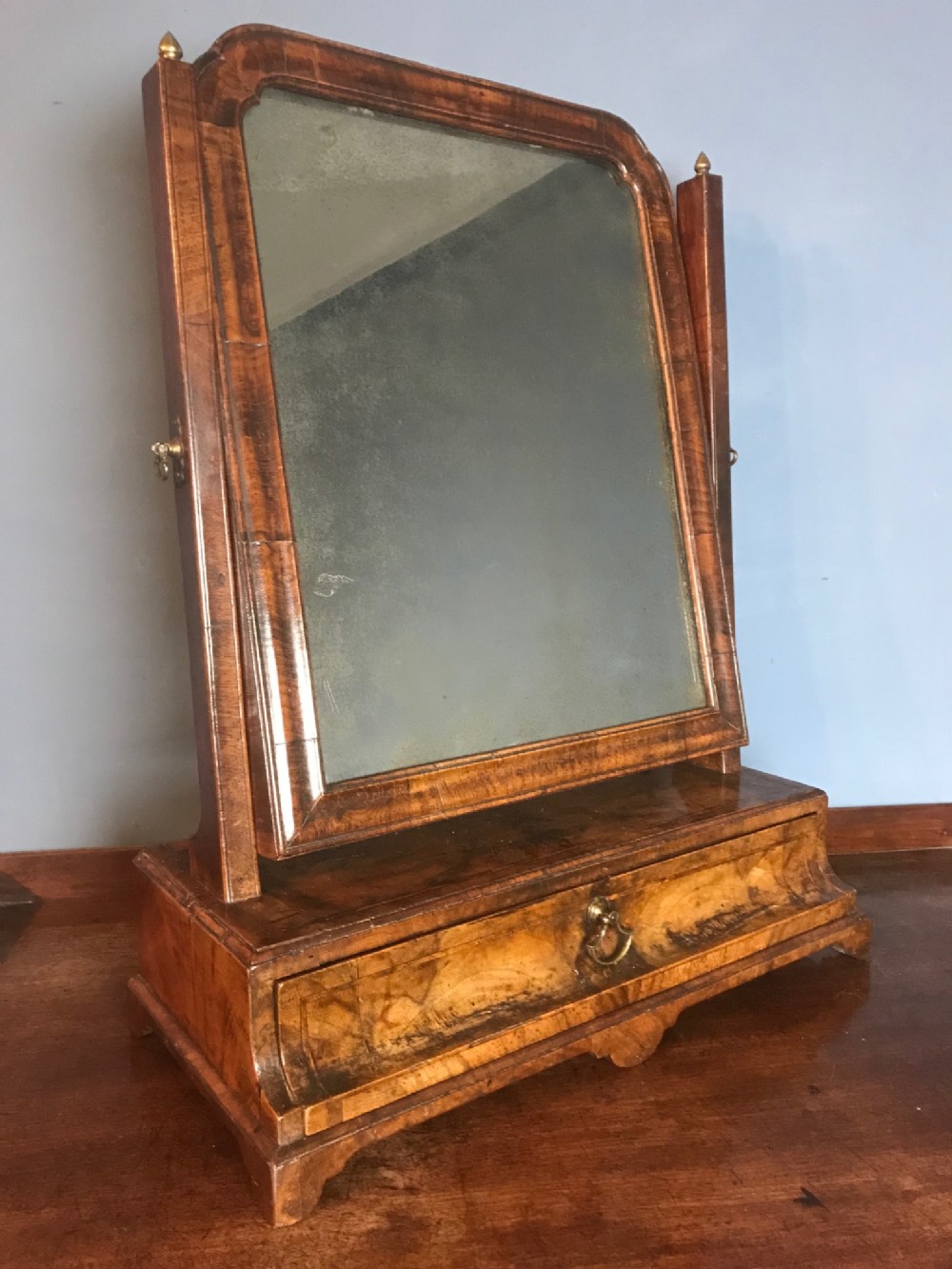 A George 11 walnut swing frame toilet mirror circa 1745 by James Jenkins The Strand London