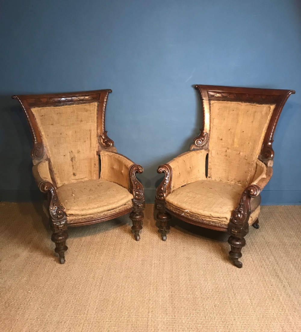 A pair of Irish oak Library Chairs Cork circa 1850