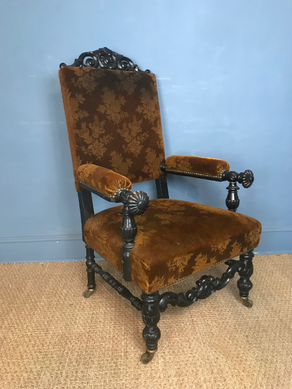 An Irish Victorian ebonised armchair circa 1880