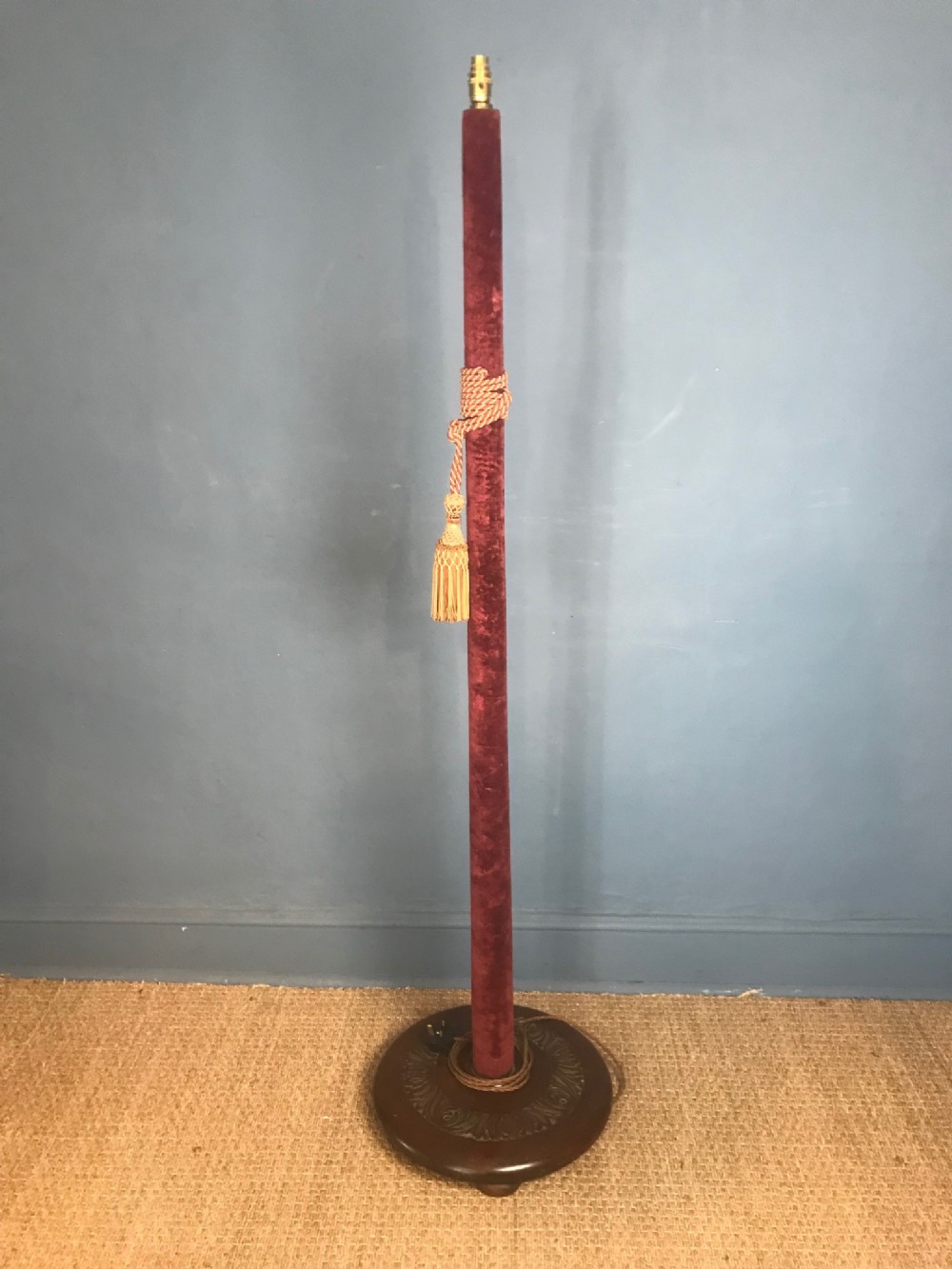 An Edwardian mahogany and velvet standard lamp circa 1910