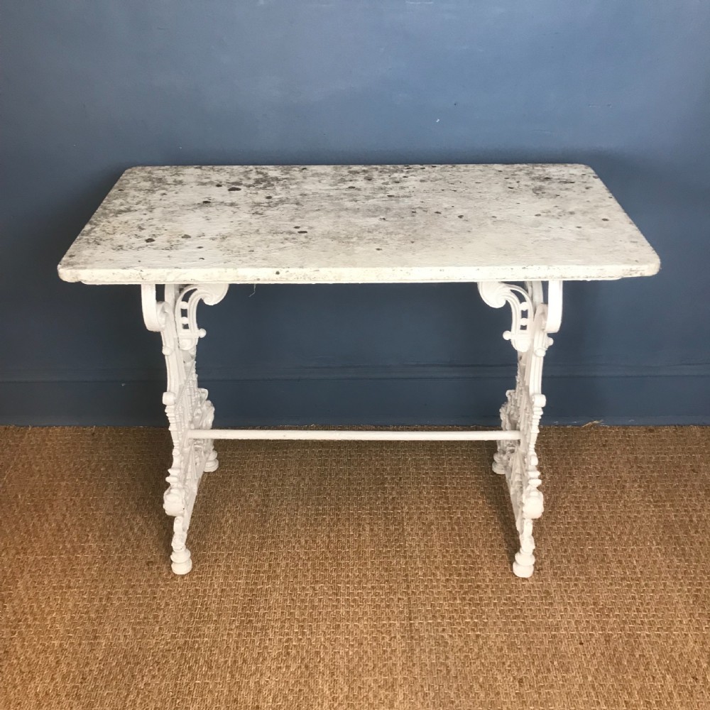 A Victorian cast iron Coalbrookdale table circa 1880 with original marble top 