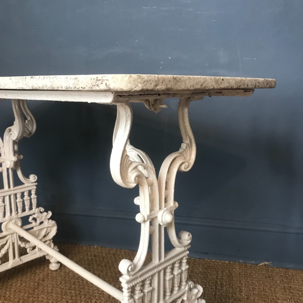 A Victorian cast iron Coalbrookdale table circa 1880 with original marble top  View IV