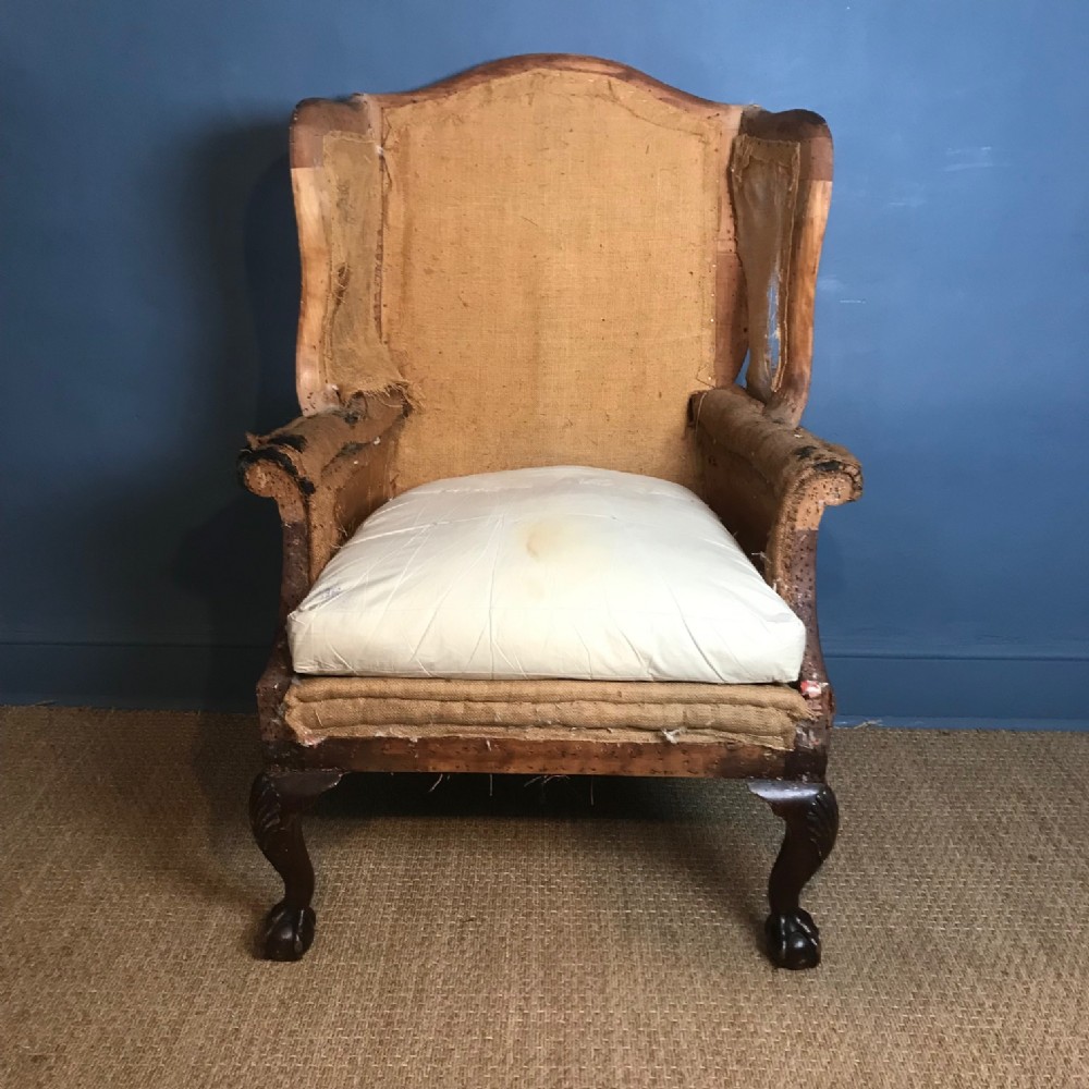 A late 19th c wing chair c 1890 in mid 18th c style