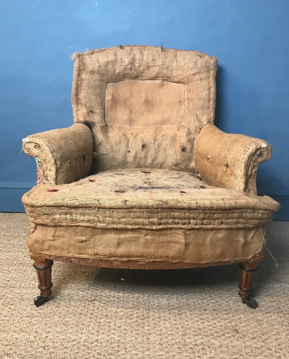 A Victorian satinwood and ebony inlaid library chair attributed to Holland and Sons circa 1870 