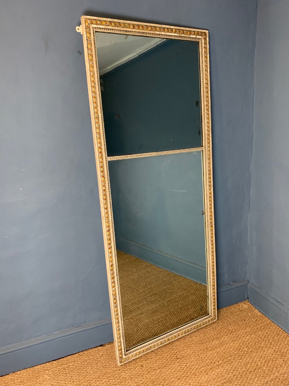 A 19th century French painted pier mirror circa 1860 with the original double plates.