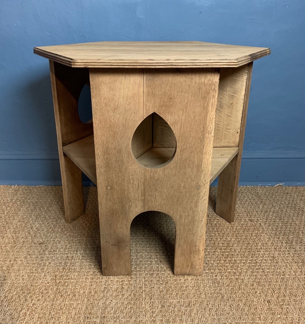 A Glasgow School Dry Oak Hexagonal Table circa 1910