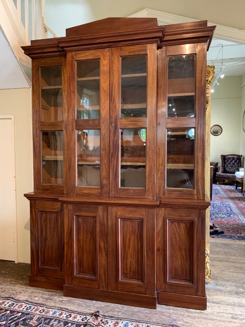 A William IV mahogany library bookcase circa 1835 of architectural form