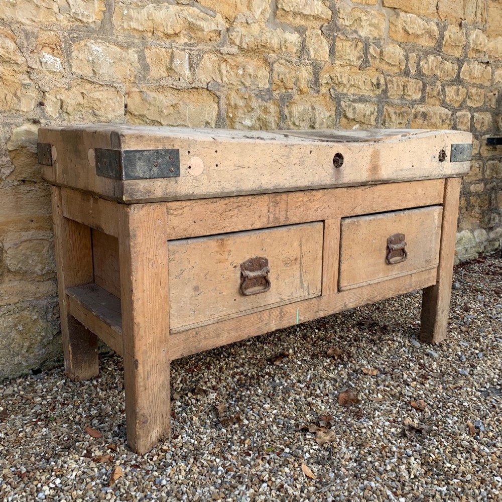 A fabulous West Country pine and sycamore butchers block Devon circa 1870