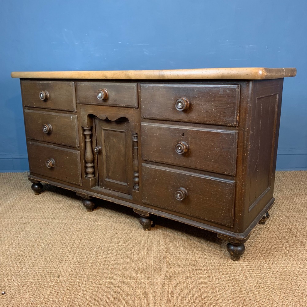 A Lancashire painted pine and sycamore dresser circa 1870