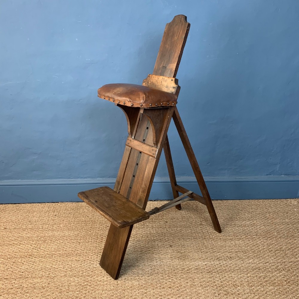A rare Edwardian pine and beech Artist or Sculptors Seat circa 1900