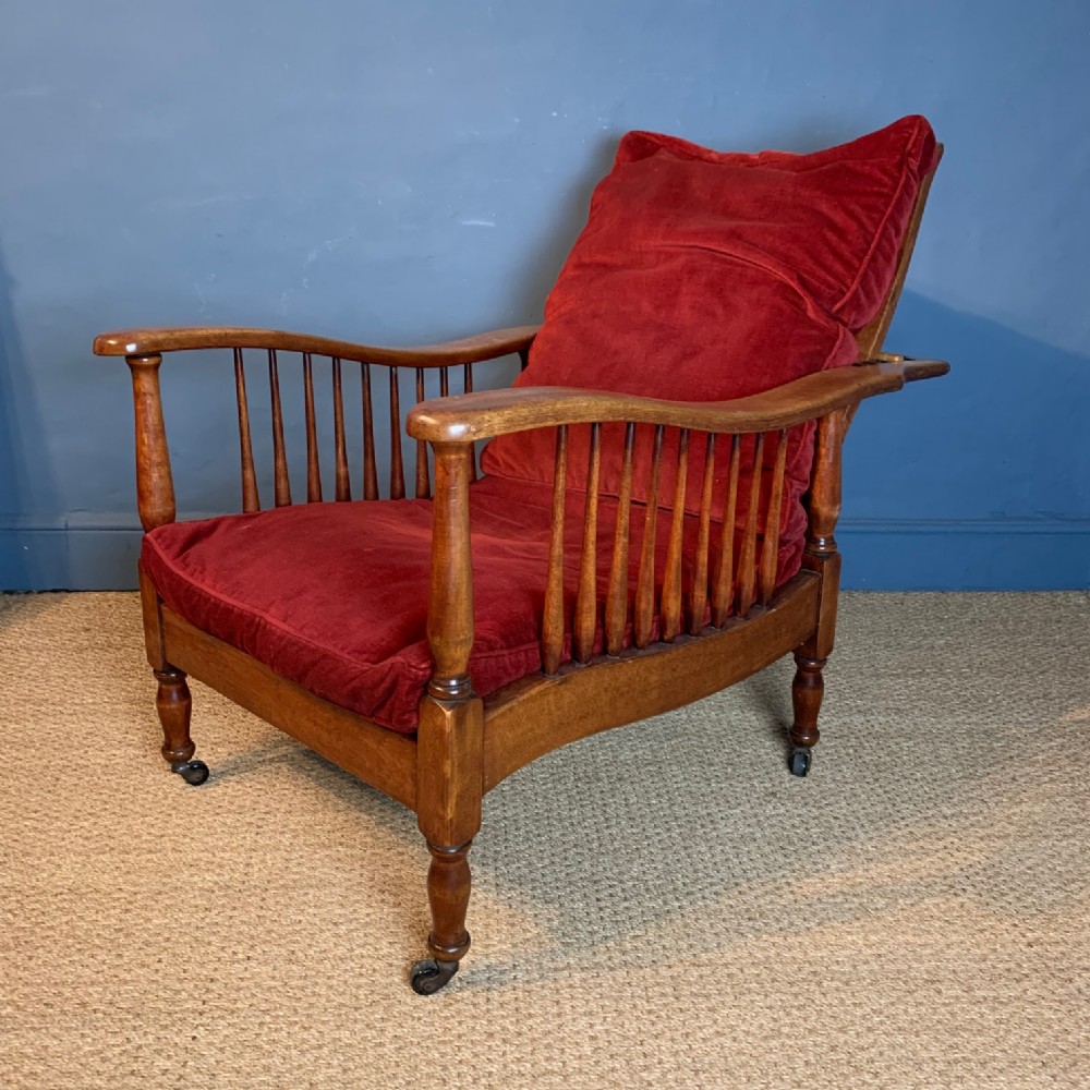 A Morris and Co birch wood reclining armchair circa 1900
