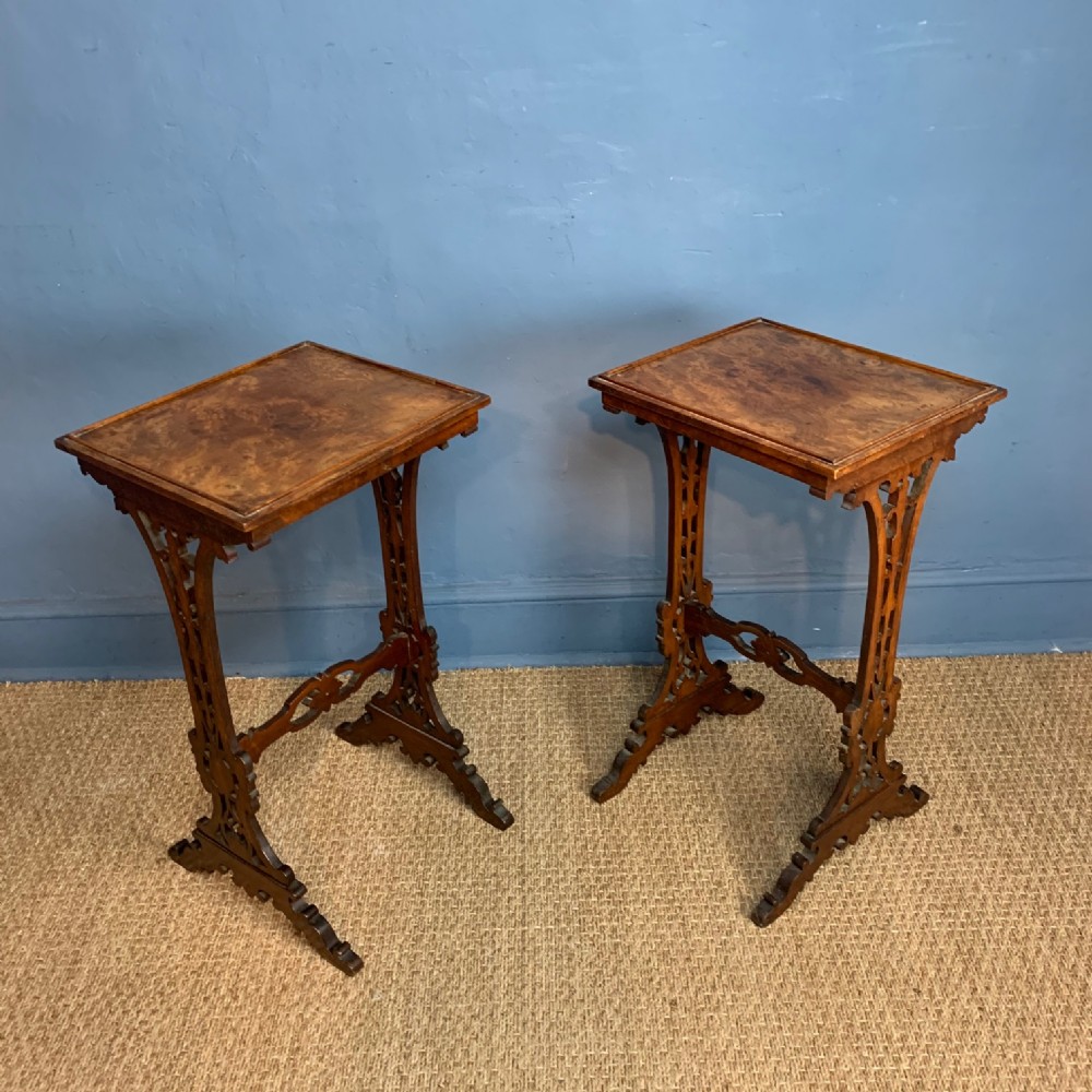 A pair of mid 19th century walnut occasional tables circa 1860