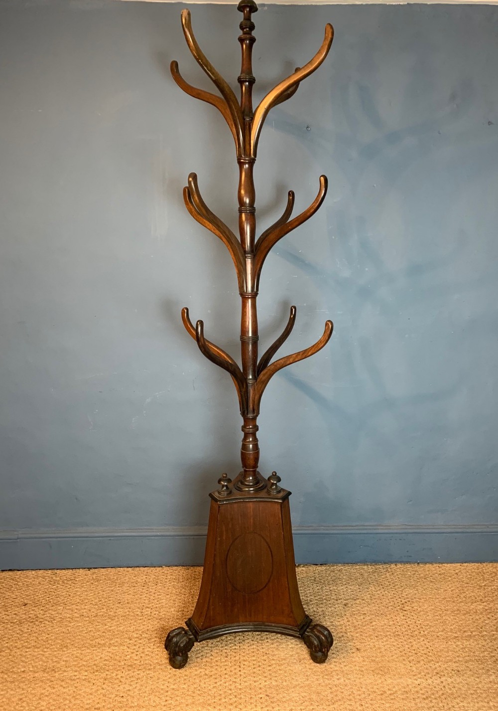 A George IV mahogany and ebony inlaid hall stand circa 1820 in the style of Thomas Hope