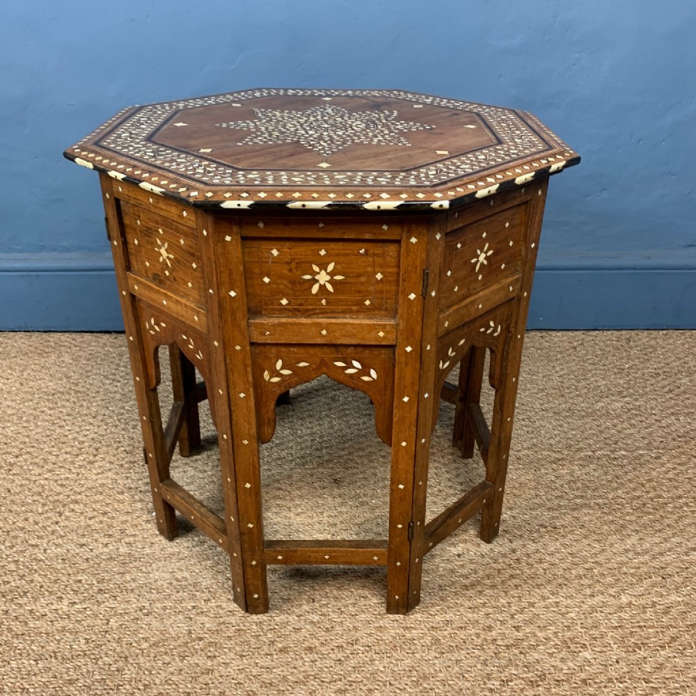 A Hoshiapur bone inlaid shisham wood table. Northern India circa 1900