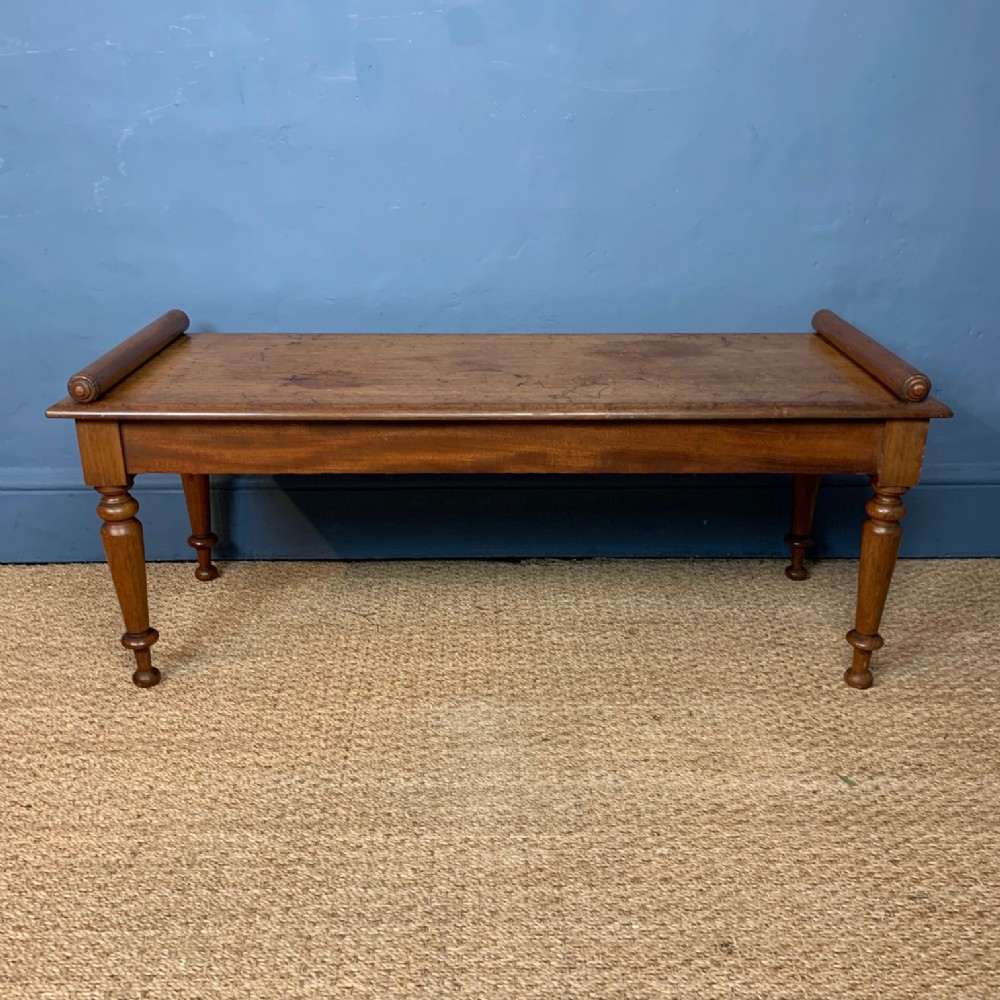 A Victorian faded mahogany window seat or hall bench circa 1870