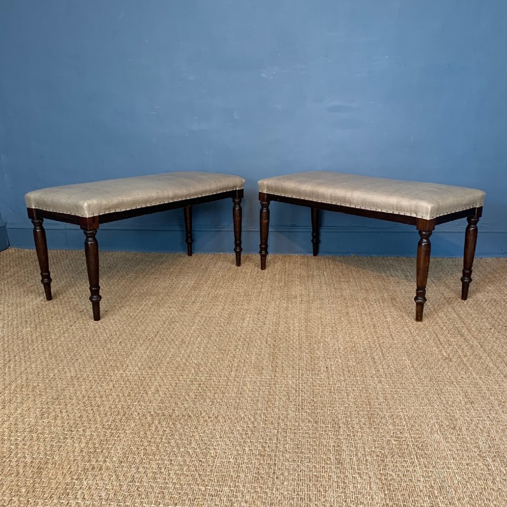 A pair of mid 19th c English beech window seats circa 1850